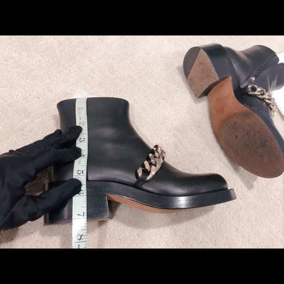 Givenchy Black Leather Chained Link Ankle Boot 38 - Picture 14 of 14